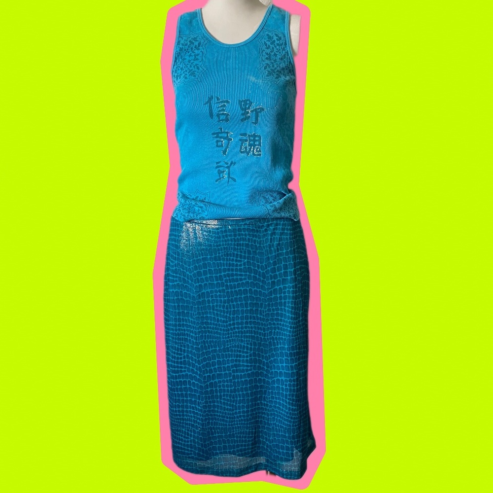 Y2K Express Metallic Turquoise Skirt